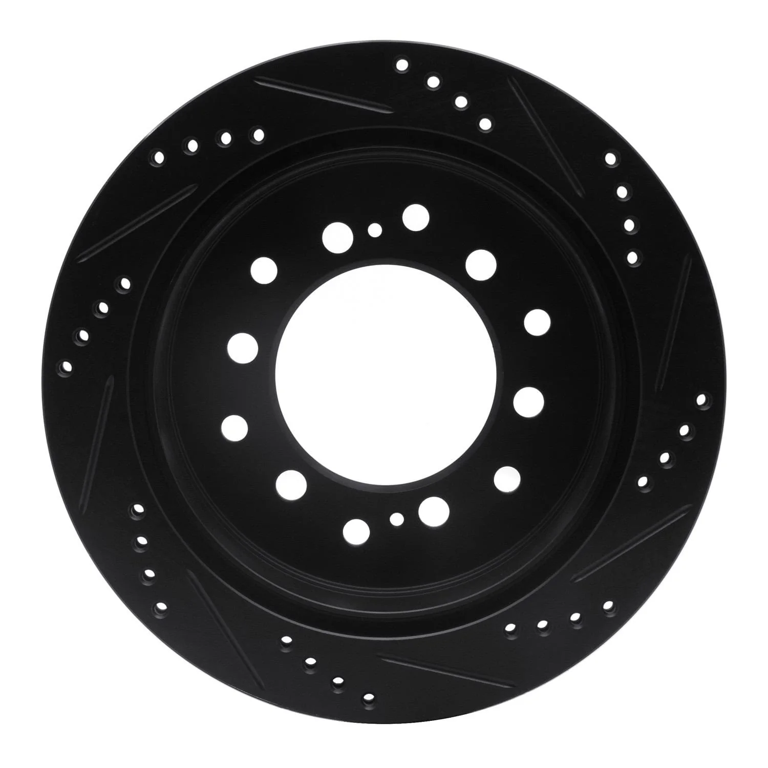 R1 Concepts 01-09 Lexus GX470 Rear Left Drilled & Slotted Black Brake Rotor - Image 2