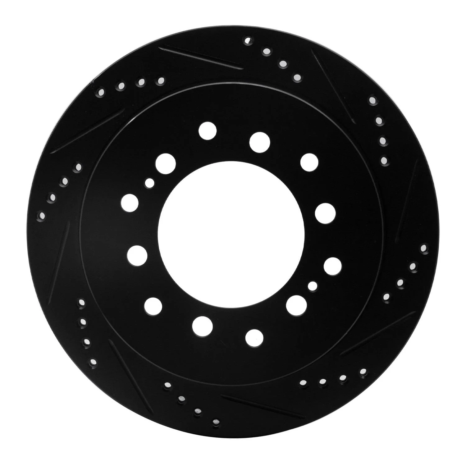 R1 Concepts 01-09 Lexus GX470 Rear Right Drilled & Slotted Black Brake Rotor