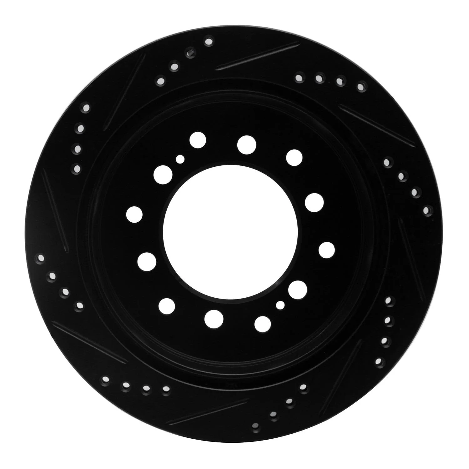 R1 Concepts 01-09 Lexus GX470 Rear Right Drilled & Slotted Black Brake Rotor - Image 2