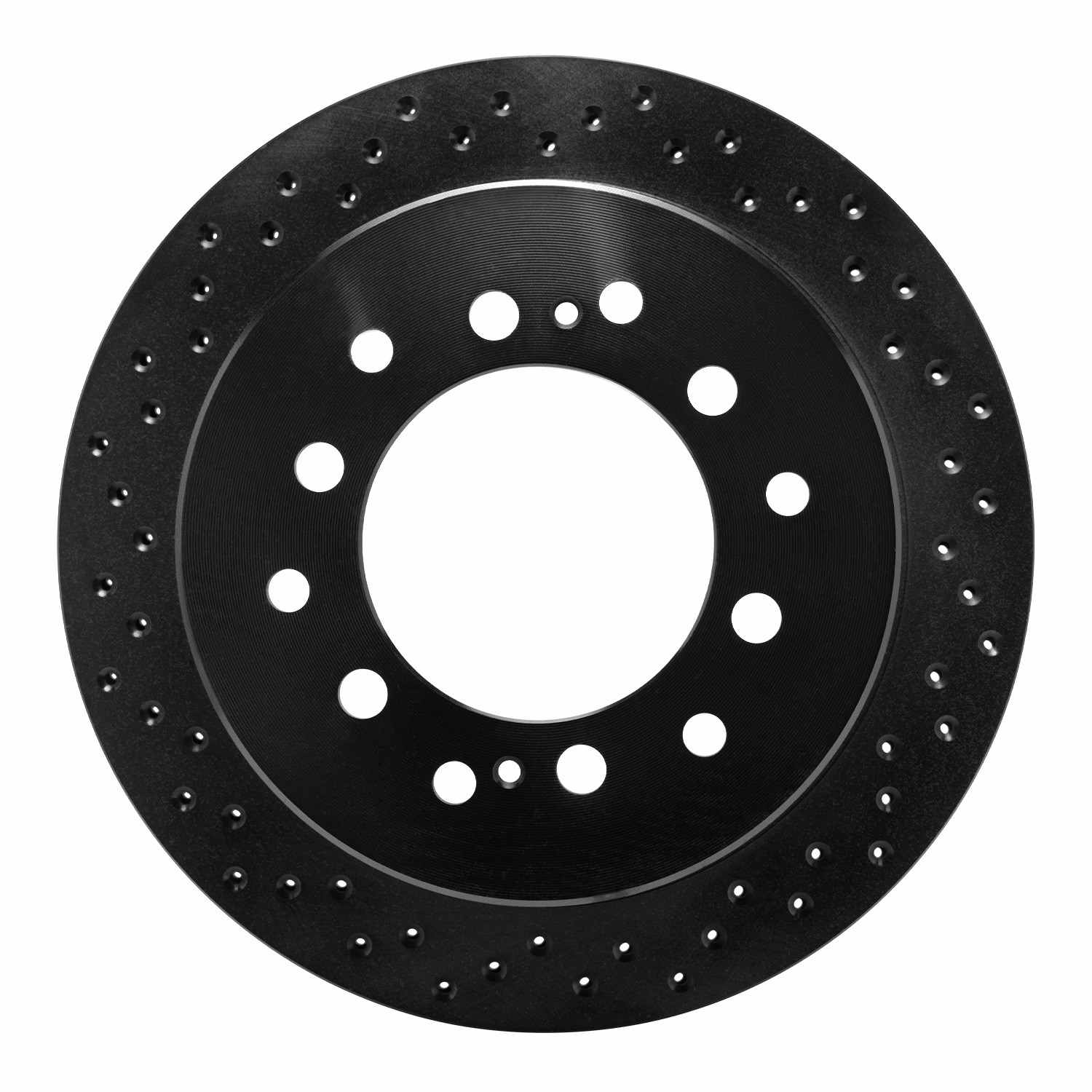 R1 Concepts 01-09 Toyota 4Runner Rear Left Drilled Black Brake Rotor