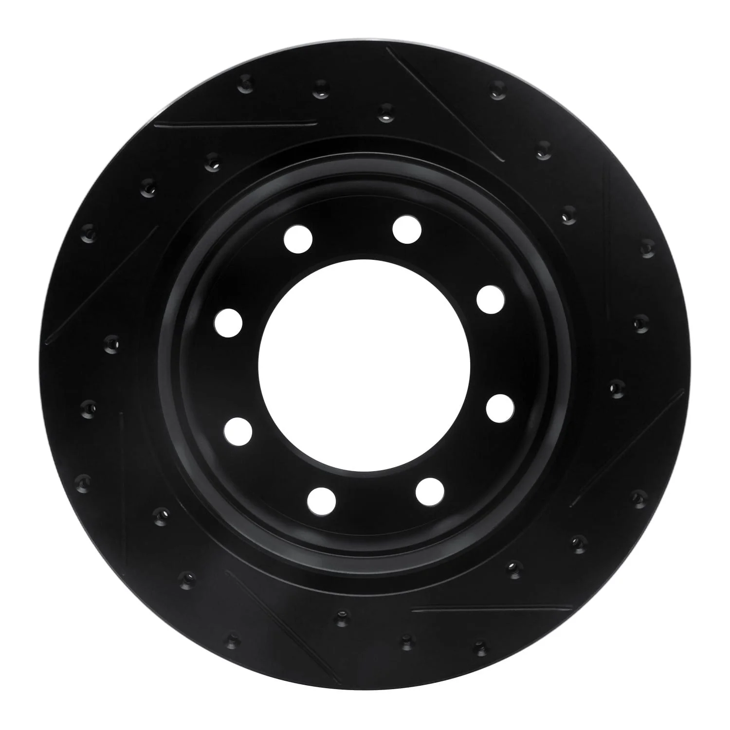 R1 Concepts 01-10 Chevrolet Express 3500 Rear Left Drilled & Slotted Black Brake Rotor - Image 2