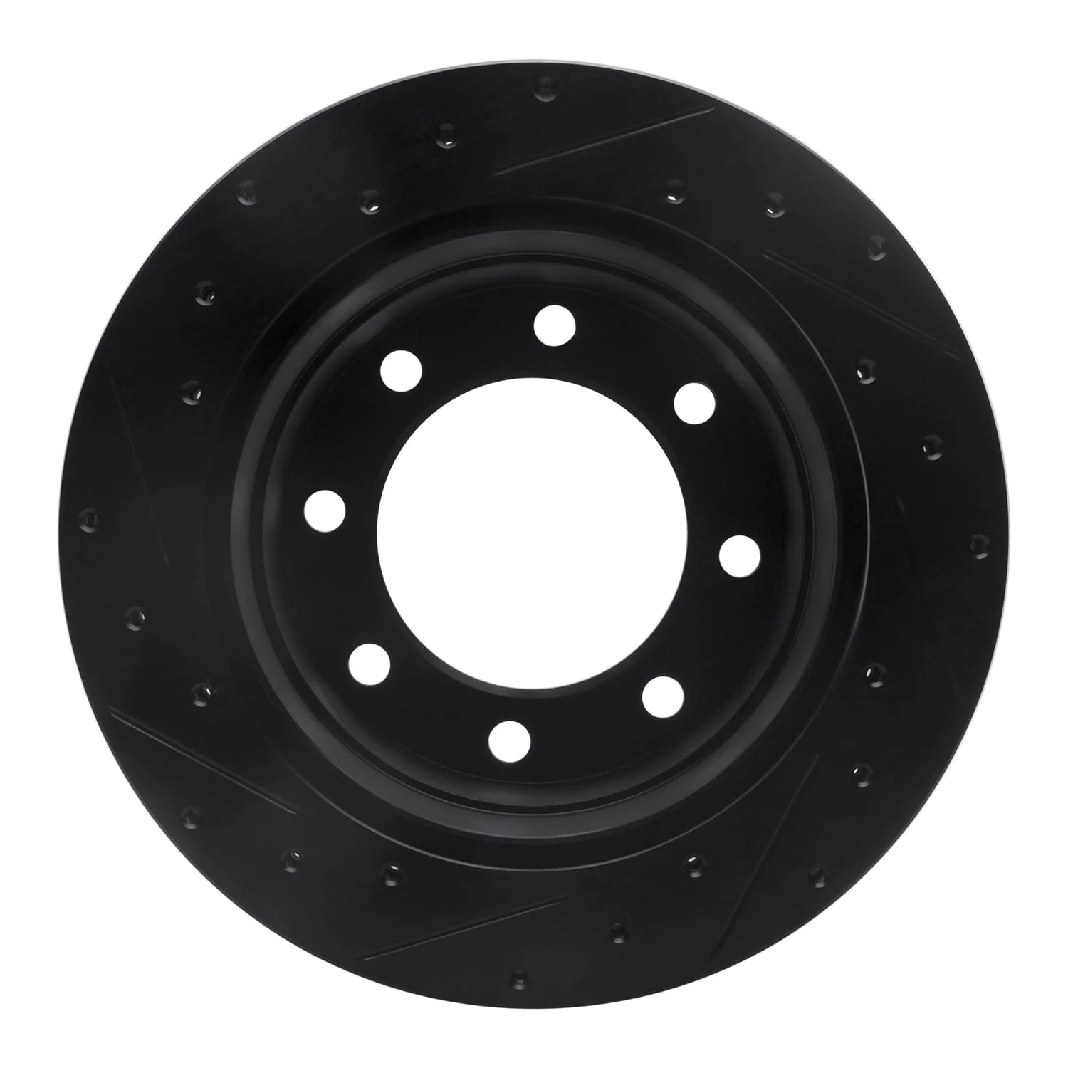 R1 Concepts 01-10 Chevrolet Express 3500 Rear Right Drilled & Slotted Black Brake Rotor - Image 2