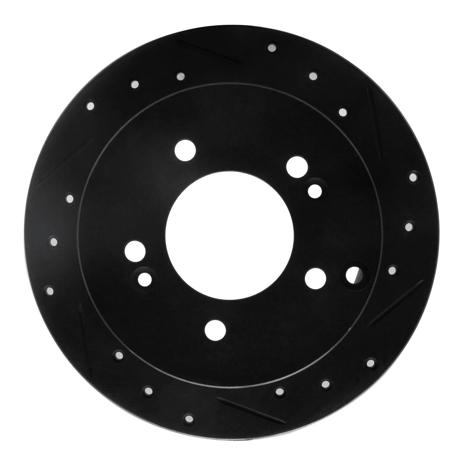 R1 Concepts 01-10 Hyundai Tucson Rear Right Drilled & Slotted Black Brake Rotor