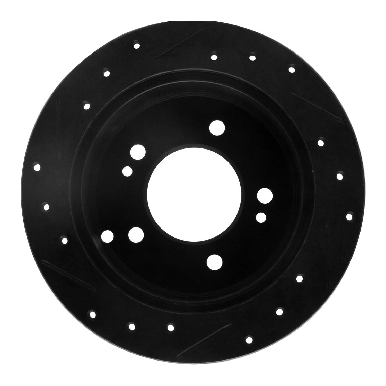 R1 Concepts 01-10 Hyundai Tucson Rear Right Drilled & Slotted Black Brake Rotor - Image 2