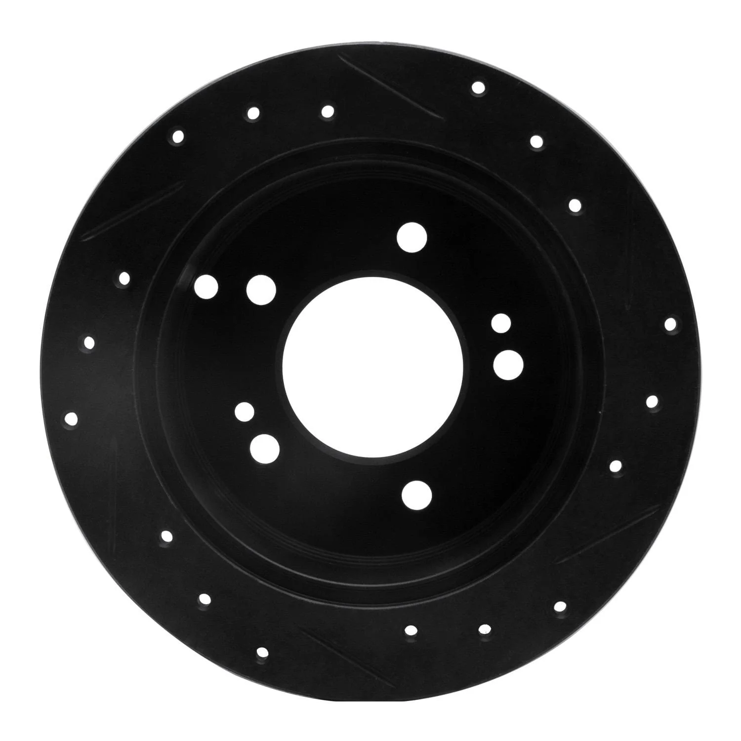 R1 Concepts 01-10 Hyundai XG300 Rear Left Drilled & Slotted Black Brake Rotor - Image 2