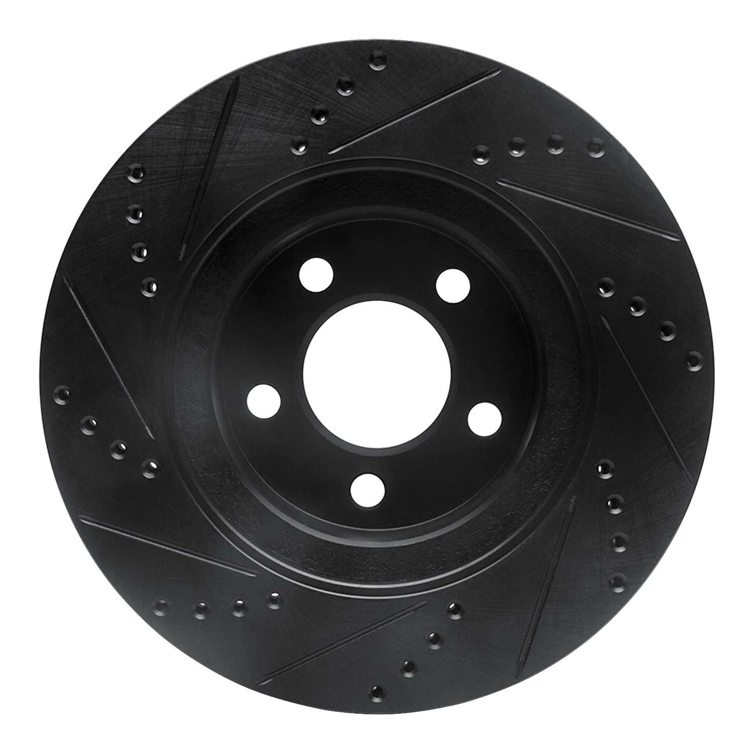 R1 Concepts 01-11 Ford Explorer Sport Front Right Drilled & Slotted Black Brake Rotor - Image 2