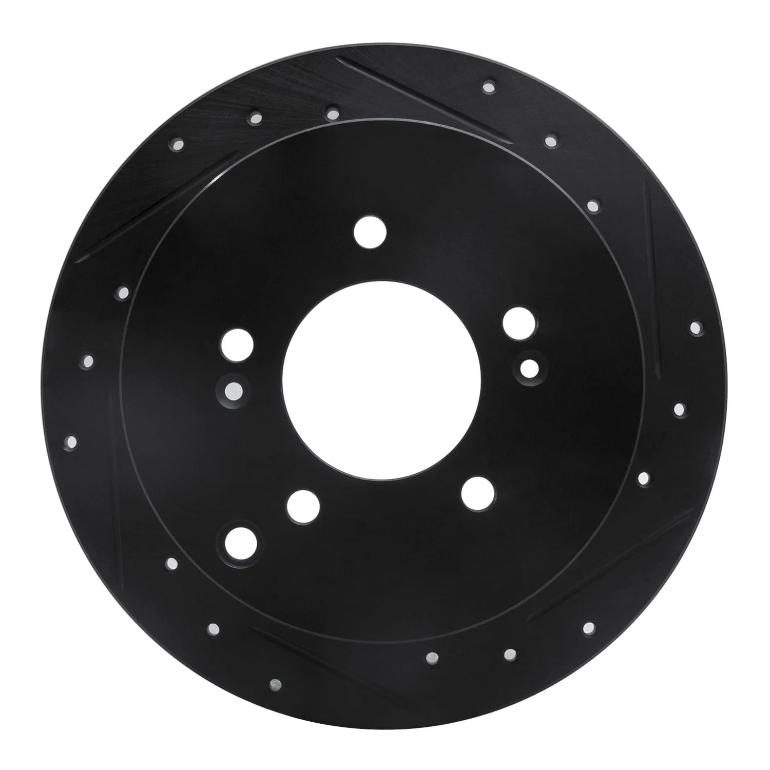 R1 Concepts 01-16 Hyundai Santa Fe Rear Right Drilled & Slotted Black Brake Rotor