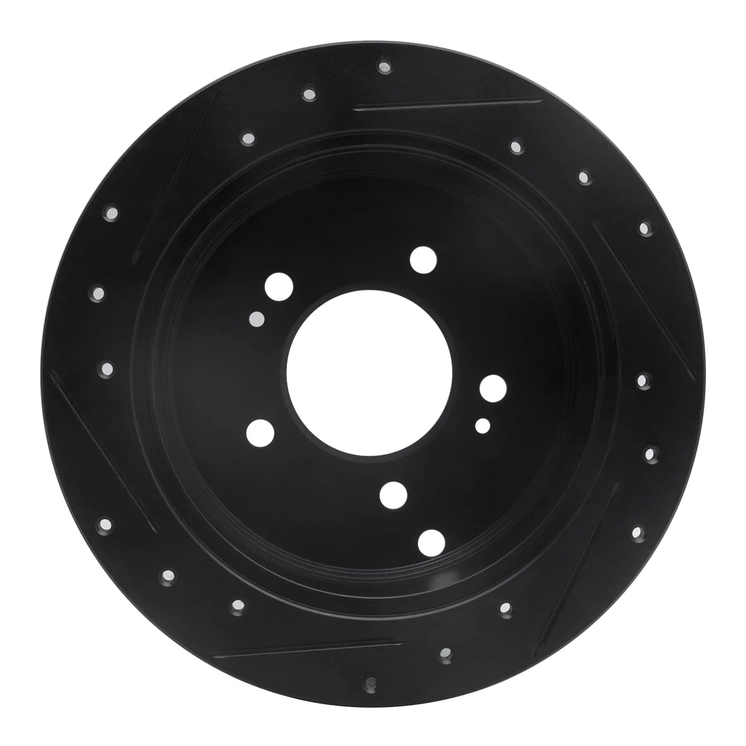 R1 Concepts 01-16 Hyundai Santa Fe Rear Right Drilled & Slotted Black Brake Rotor - Image 2