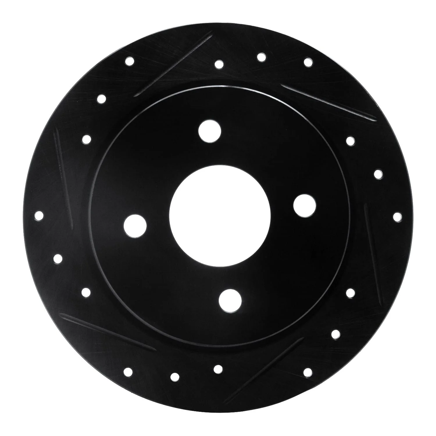 R1 Concepts 01-19 Ford Fiesta (USA/Canada) Rear Left Drilled & Slotted Black Brake Rotor