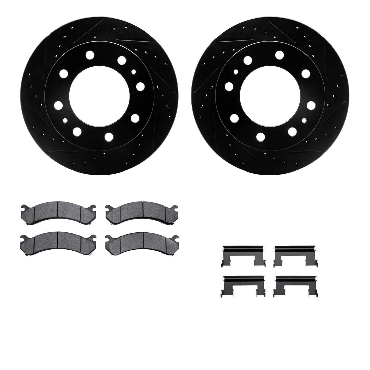 R1 Concepts 01-20 Chevrolet Silverado 3500 Front Drill/Slot Black Rotors w/Off-Road/Tow Pads