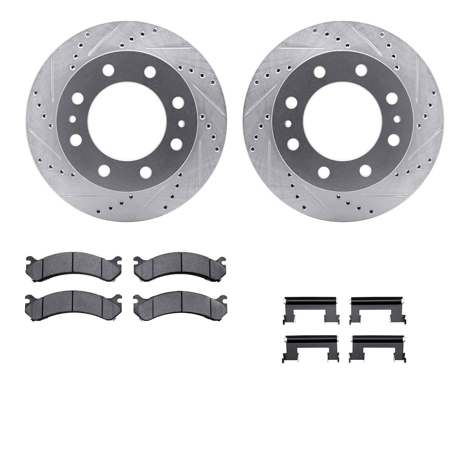 R1 Concepts 01-20 Chevrolet Silverado 3500 HD Front Drill/Slot Silver Rotors w/Off-Road/Tow Pads