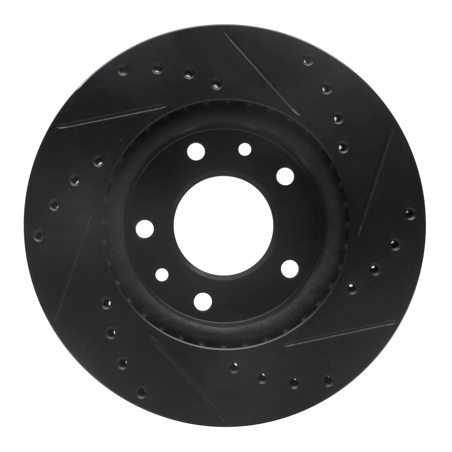 R1 Concepts 02-02 Kia Sedona Front Left Drilled & Slotted Black Brake Rotor - Image 2