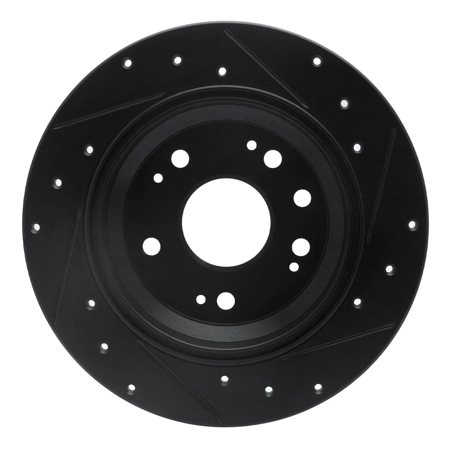 R1 Concepts 02-04 Acura RL Rear Left Drilled & Slotted Black Brake Rotor - Image 2