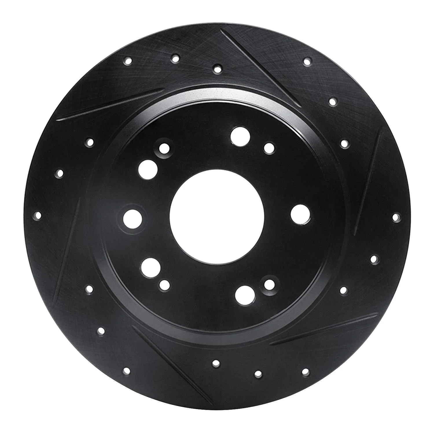 R1 Concepts 02-04 Acura RL Rear Right Drilled & Slotted Black Brake Rotor