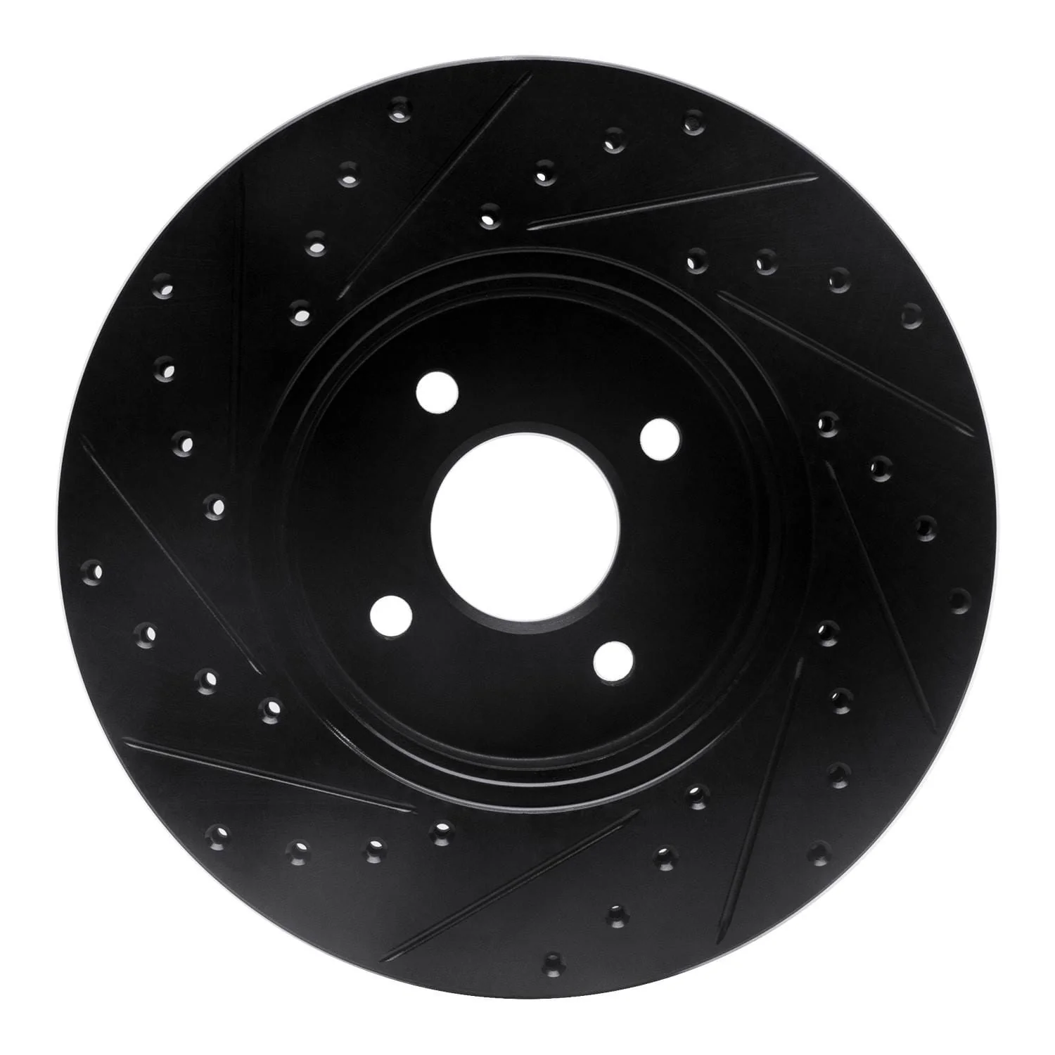 R1 Concepts 02-04 Ford Focus Front Right Drilled & Slotted Black Brake Rotor - Image 2