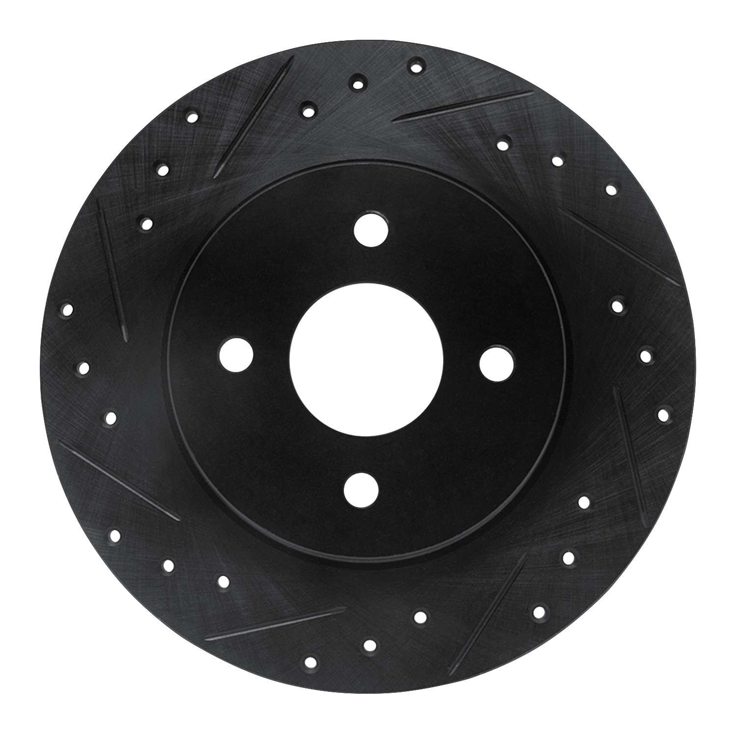 R1 Concepts 02-04 Ford Focus Rear Left Drilled & Slotted Black Brake Rotor