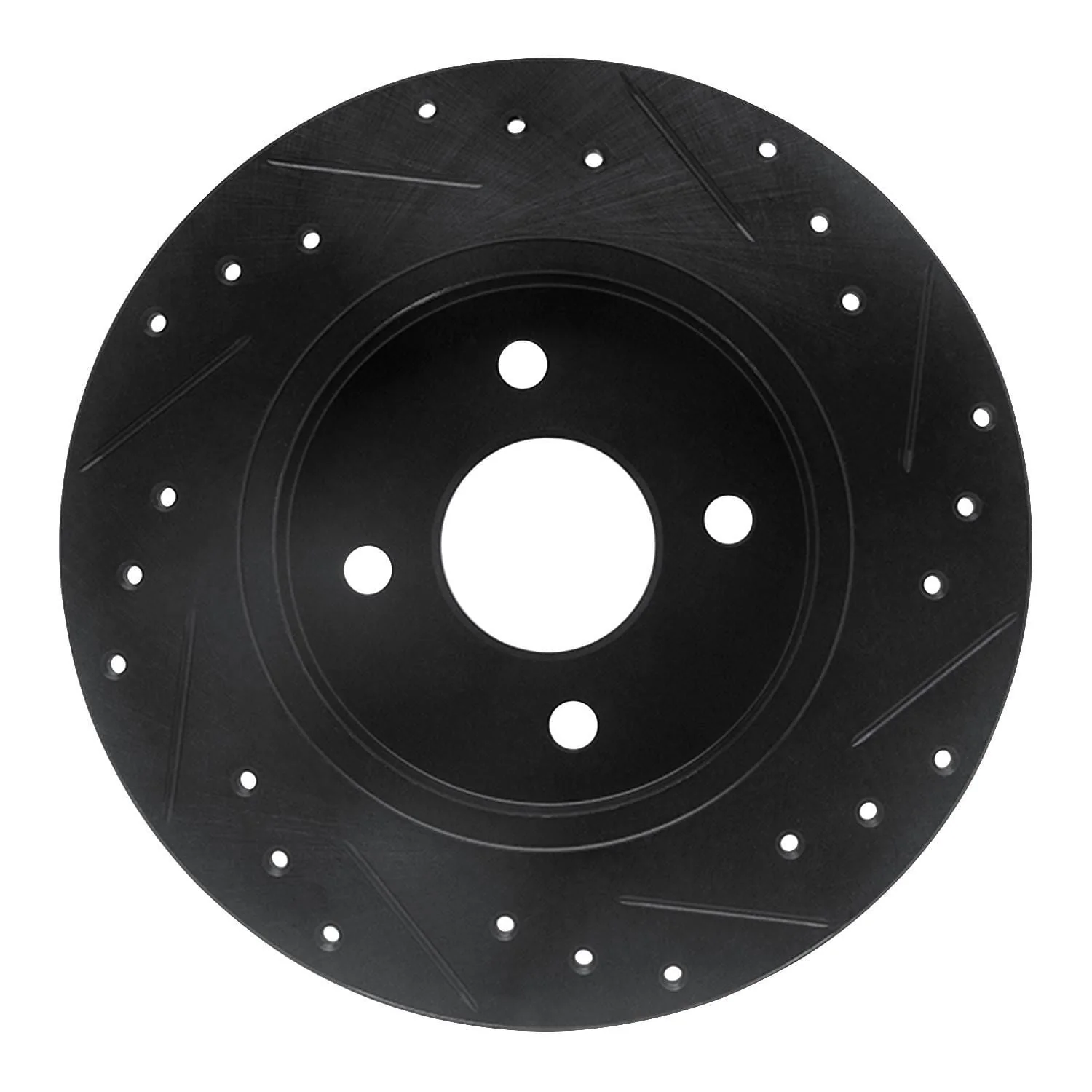 R1 Concepts 02-04 Ford Focus Rear Left Drilled & Slotted Black Brake Rotor - Image 2