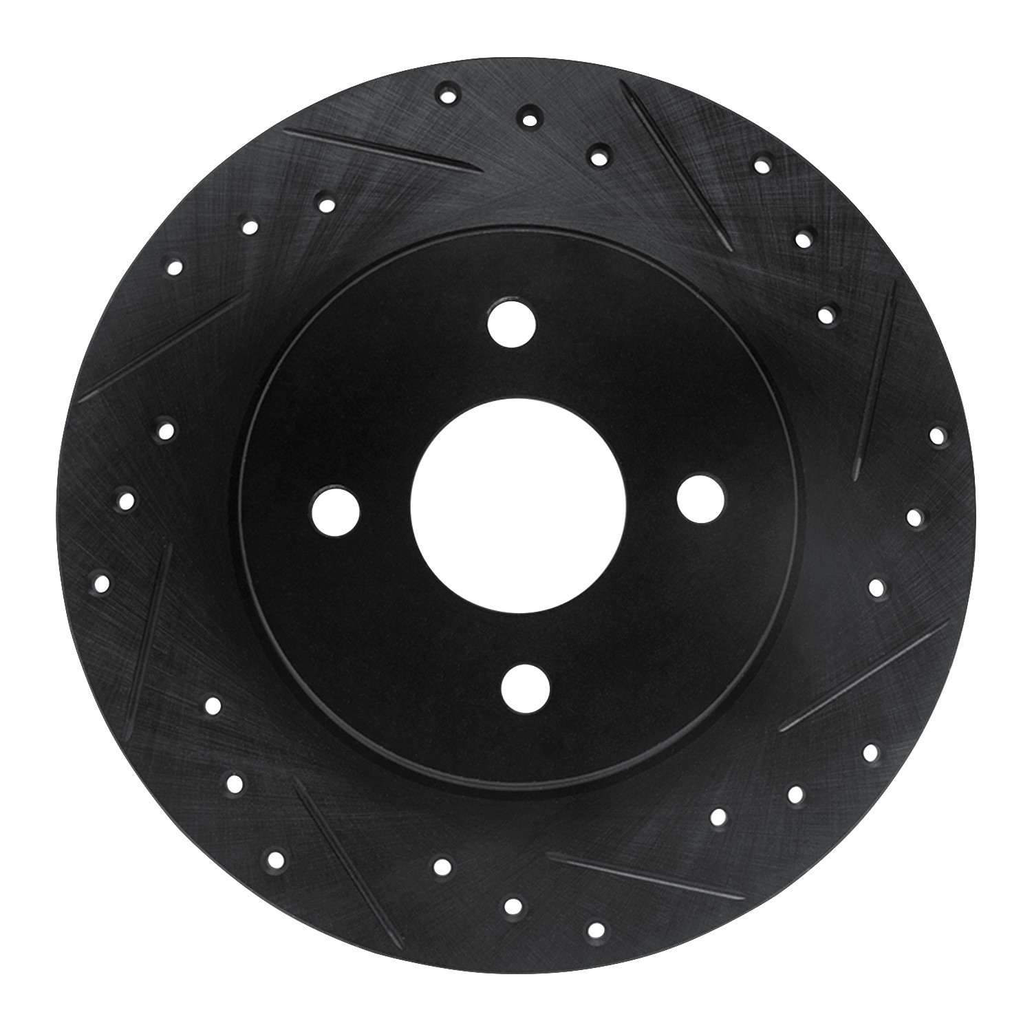 R1 Concepts 02-04 Ford Focus Rear Right Drilled & Slotted Black Brake Rotor