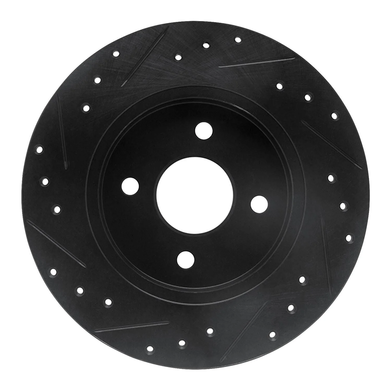 R1 Concepts 02-04 Ford Focus Rear Right Drilled & Slotted Black Brake Rotor - Image 2