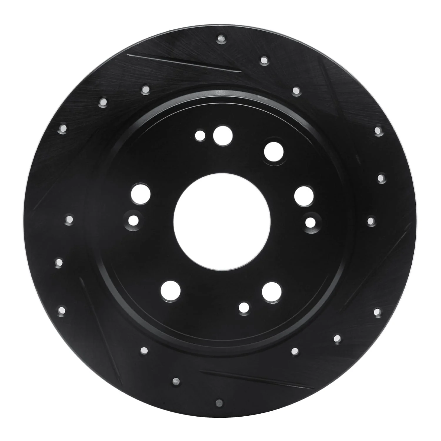 R1 Concepts 02-04 Honda CR-V Rear Right Drilled & Slotted Black Brake Rotor