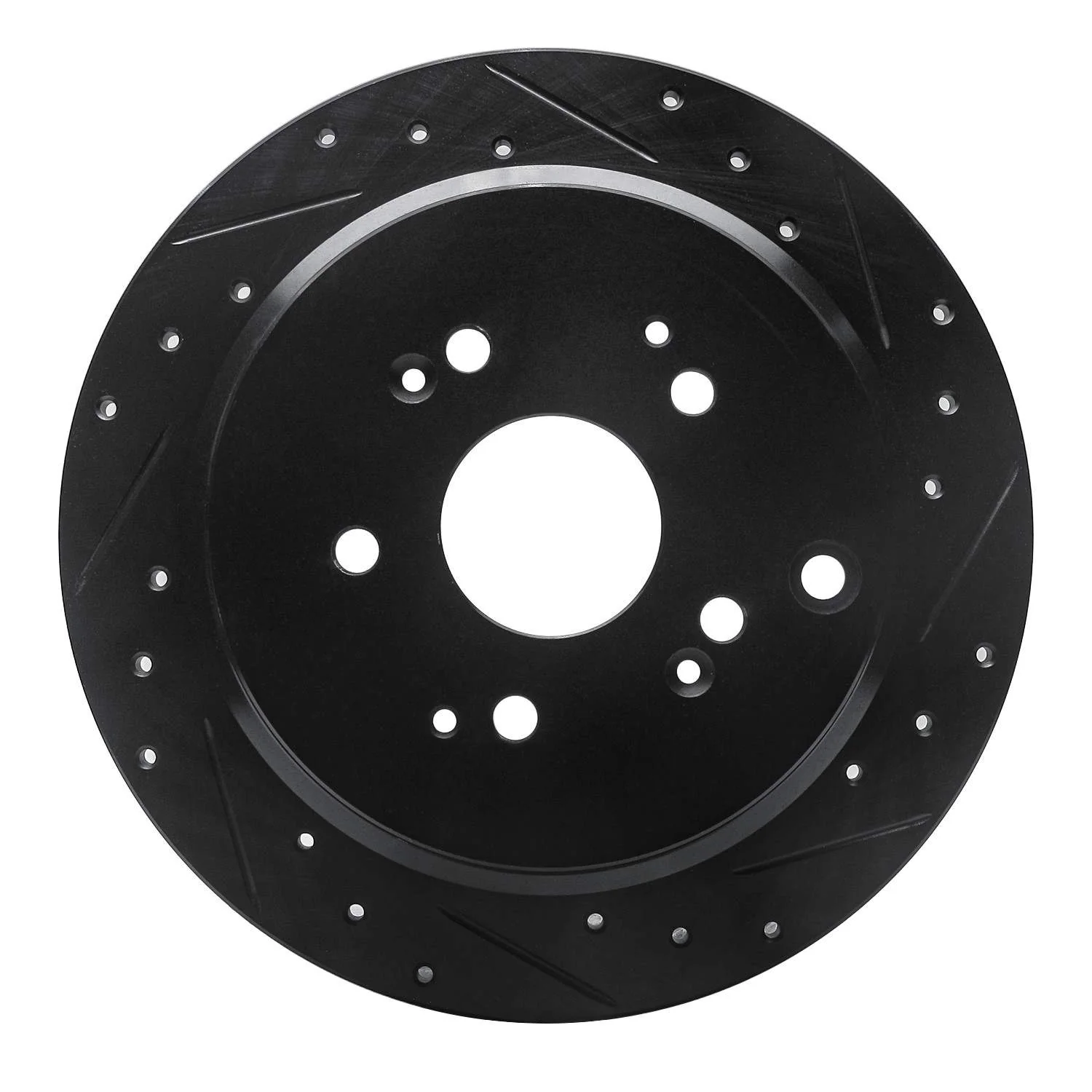 R1 Concepts 02-04 Honda Odyssey Rear Right Drilled & Slotted Black Brake Rotor