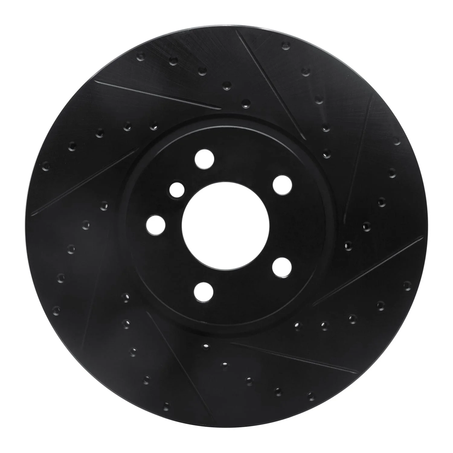 R1 Concepts 02-06 BMW X5 Front Right Drilled & Slotted Black Brake Rotor