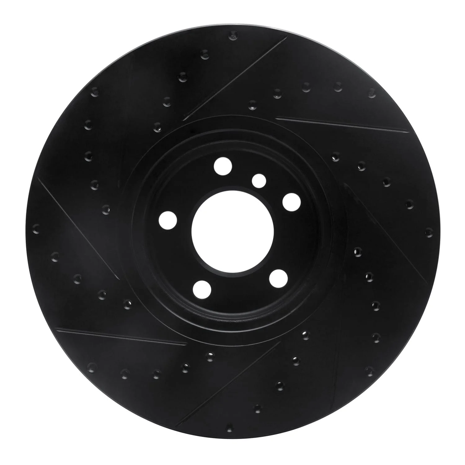 R1 Concepts 02-06 BMW X5 Front Right Drilled & Slotted Black Brake Rotor - Image 2