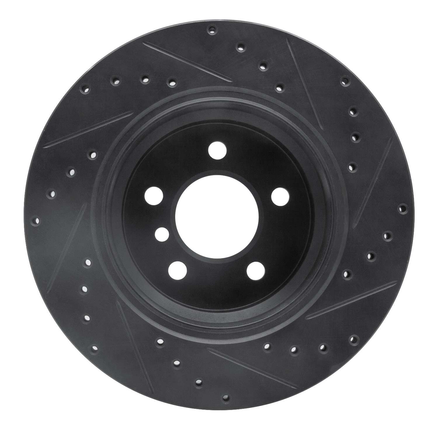 R1 Concepts 02-06 BMW X5 Rear Left Drilled & Slotted Black Brake Rotor - Image 2