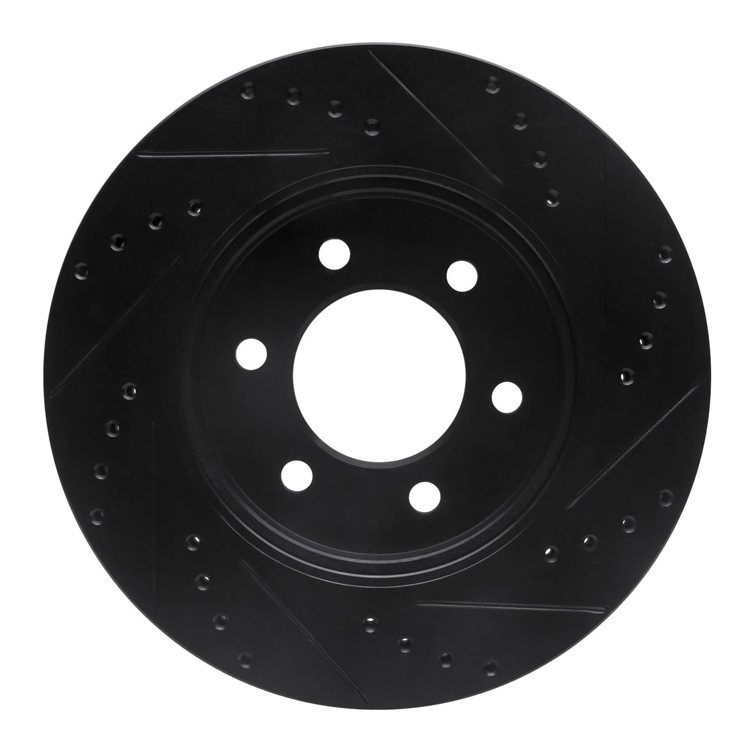 R1 Concepts 02-06 Ford Expedition Front Left Drilled & Slotted Black Brake Rotor - Image 2