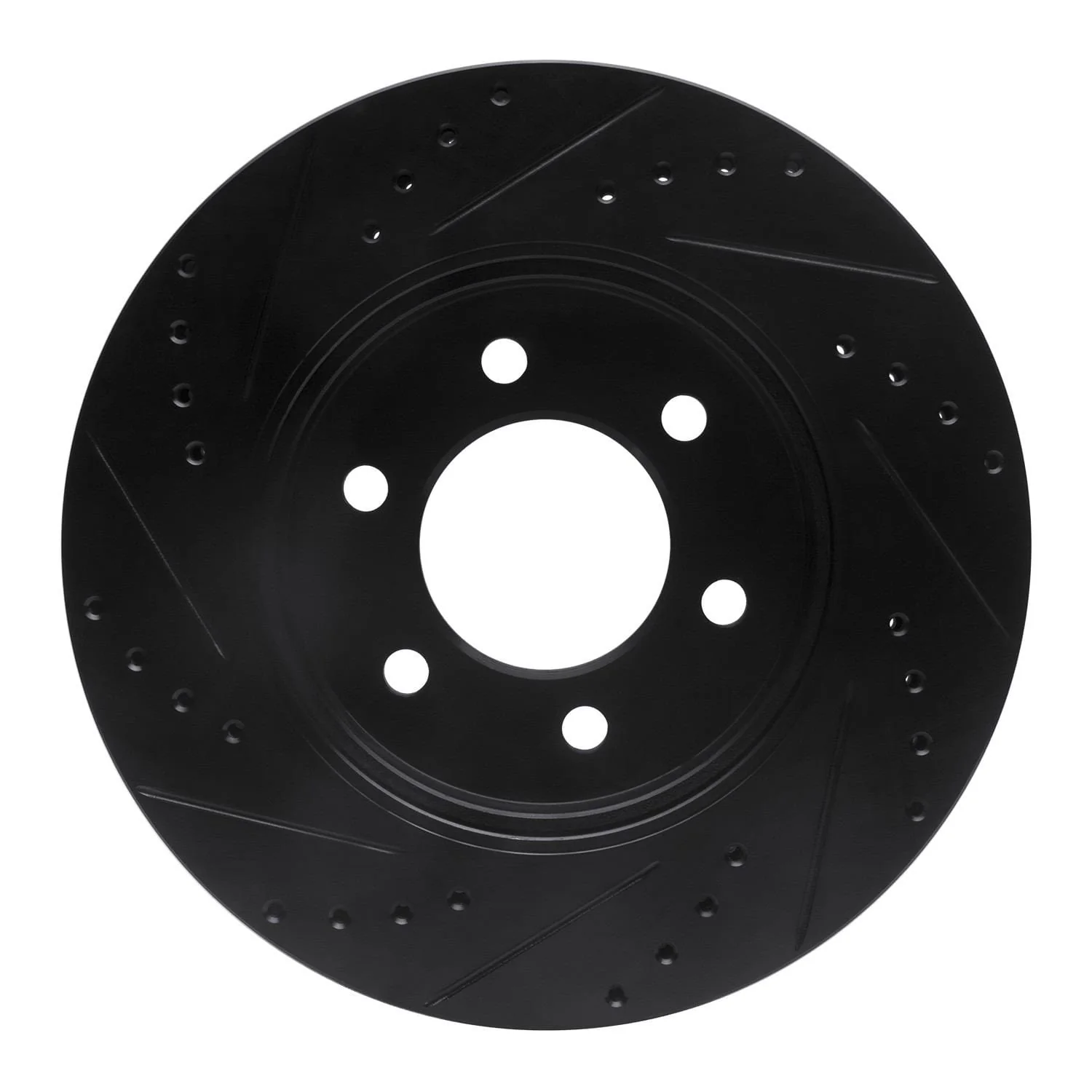R1 Concepts 02-06 Ford Expedition Front Right Drilled & Slotted Black Brake Rotor - Image 2