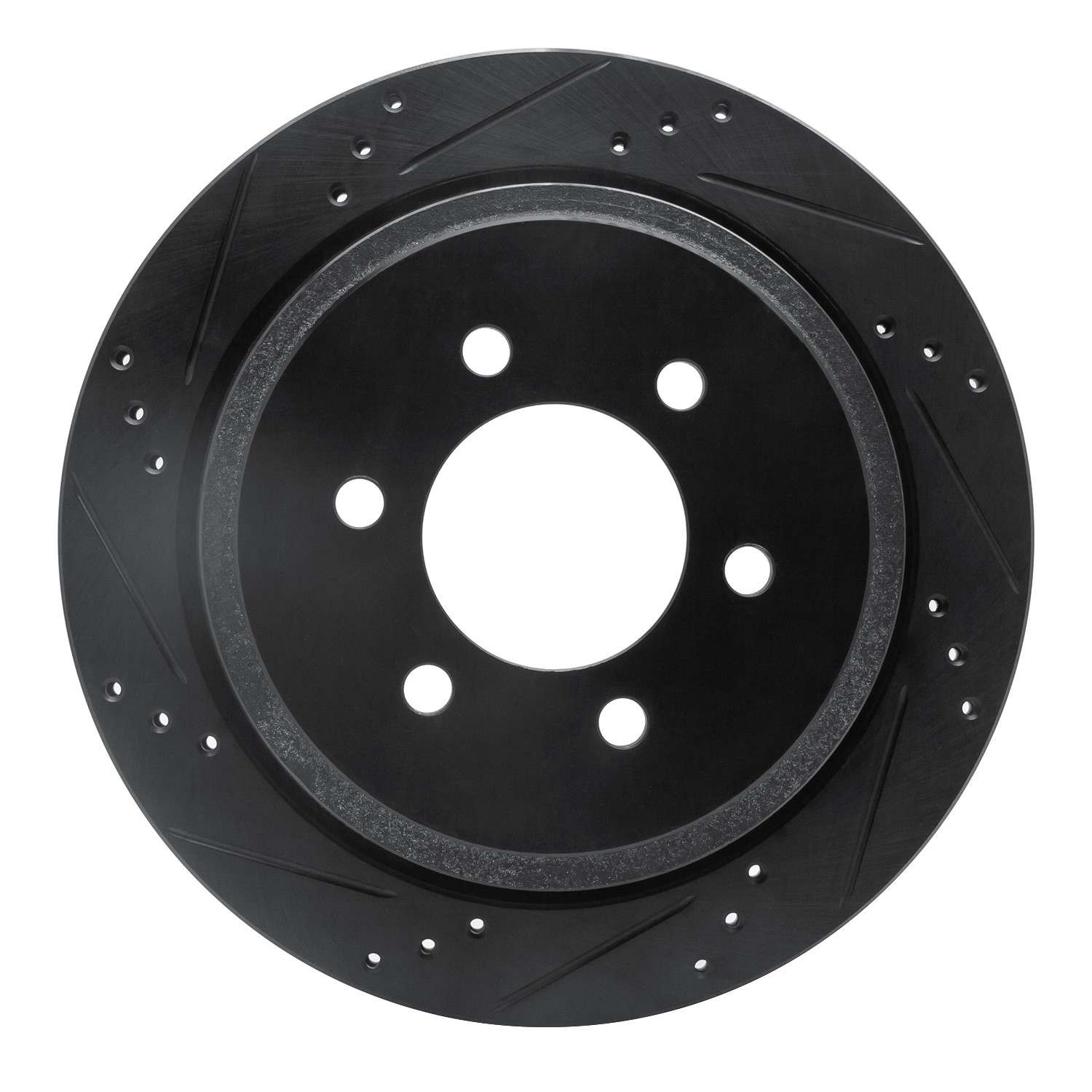 R1 Concepts 02-06 Ford Expedition Rear Left Drilled & Slotted Black Brake Rotor