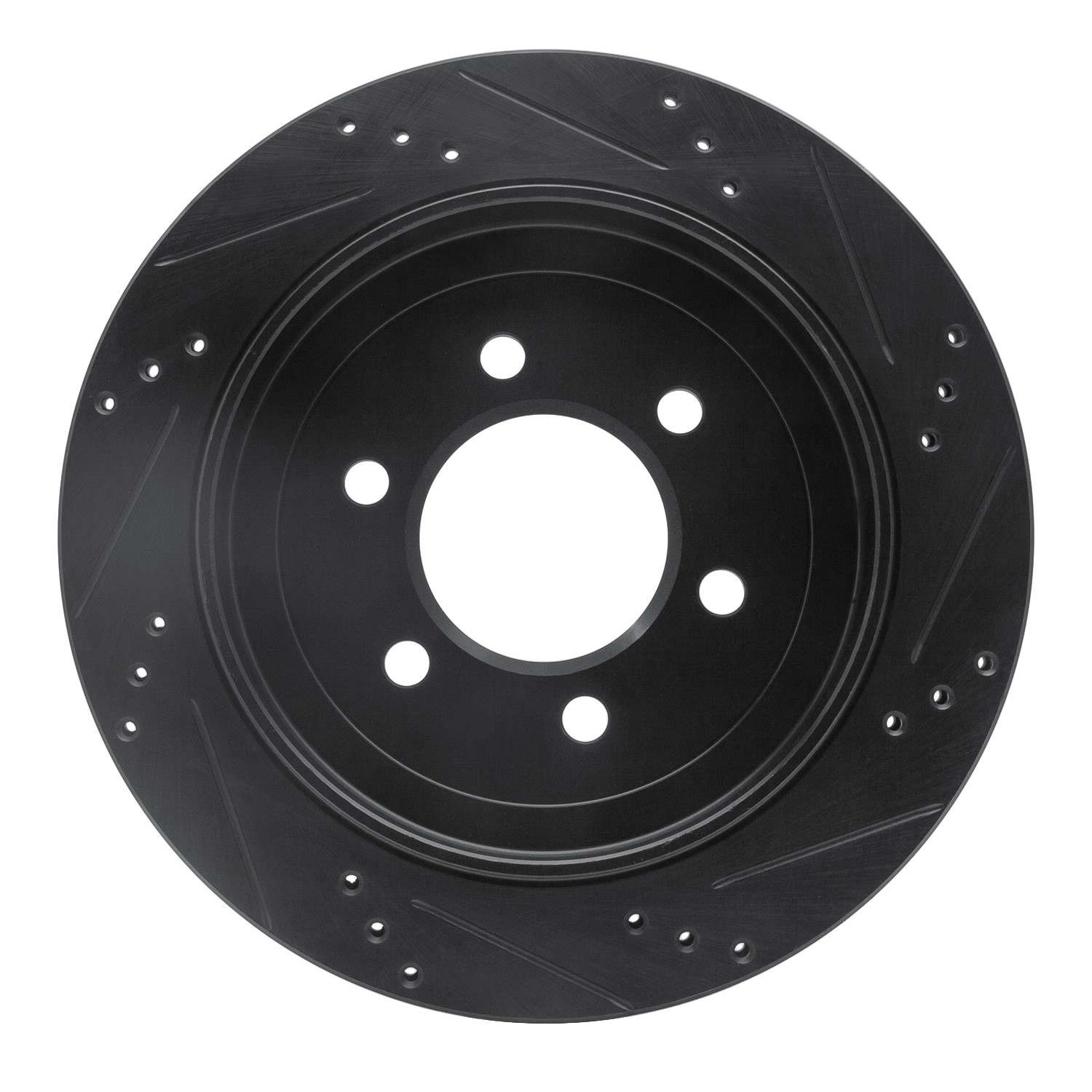 R1 Concepts 02-06 Ford Expedition Rear Left Drilled & Slotted Black Brake Rotor - Image 2