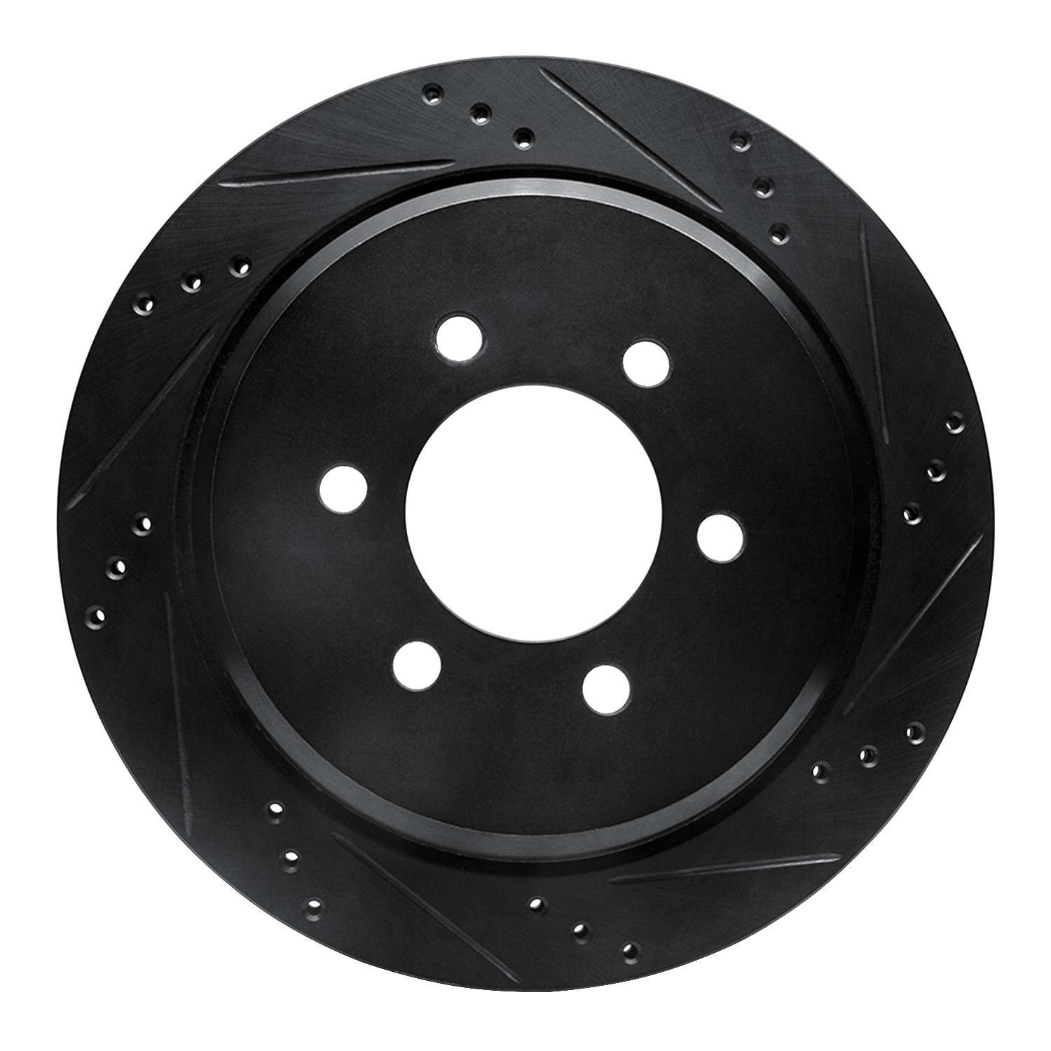 R1 Concepts 02-06 Ford Expedition Rear Right Drilled & Slotted Black Brake Rotor