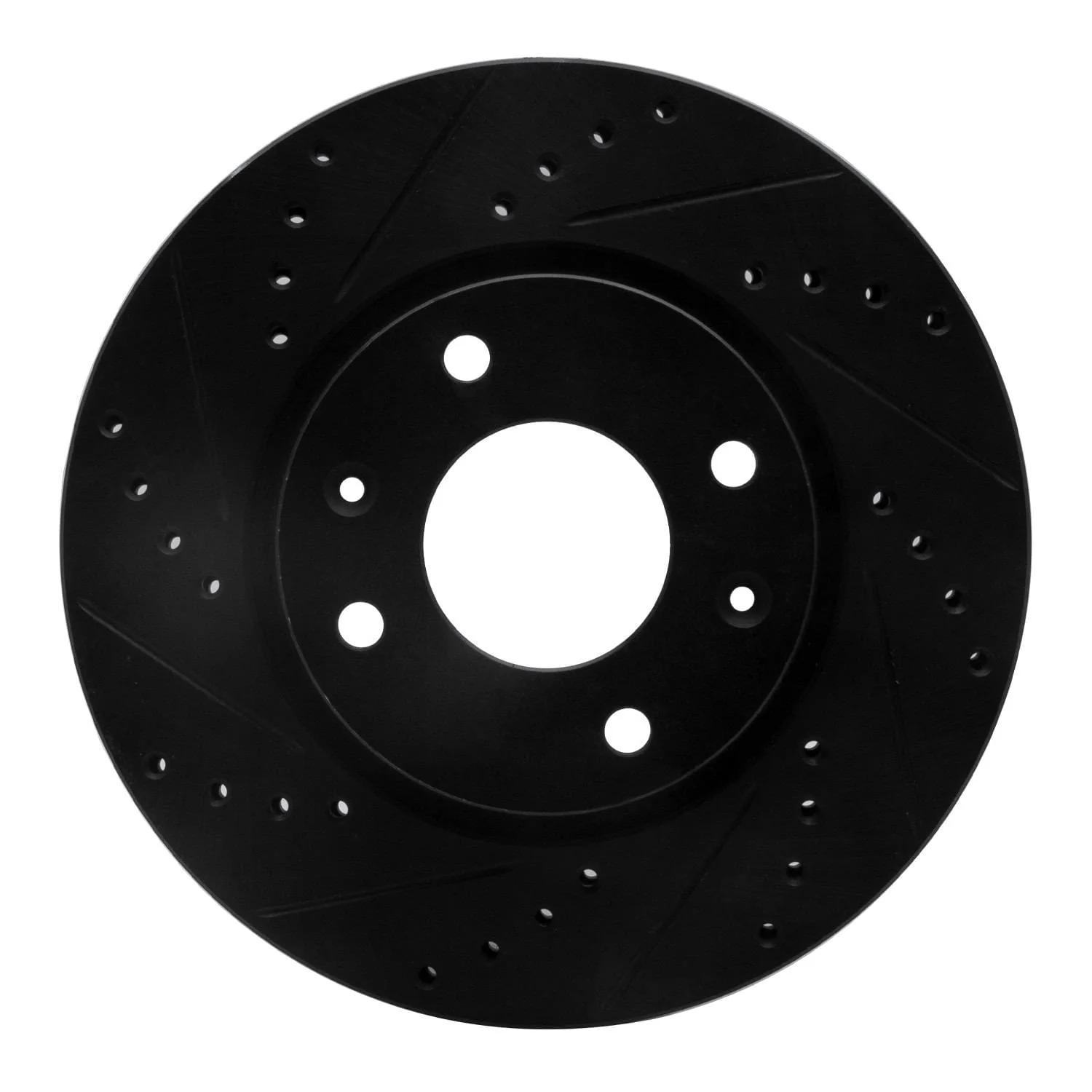 R1 Concepts 02-06 Hyundai Sonata Front Left Drilled & Slotted Black Brake Rotor
