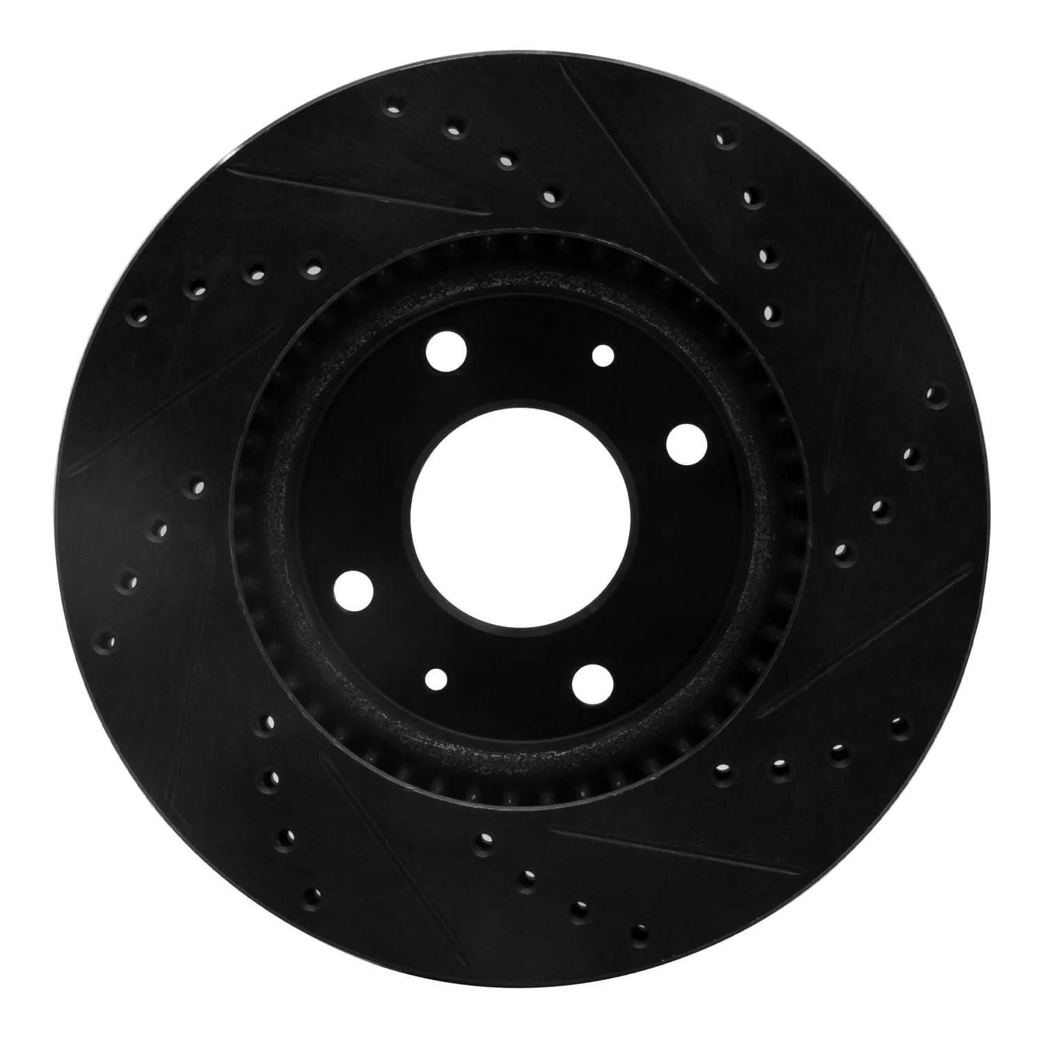 R1 Concepts 02-06 Hyundai Sonata Front Left Drilled & Slotted Black Brake Rotor - Image 2