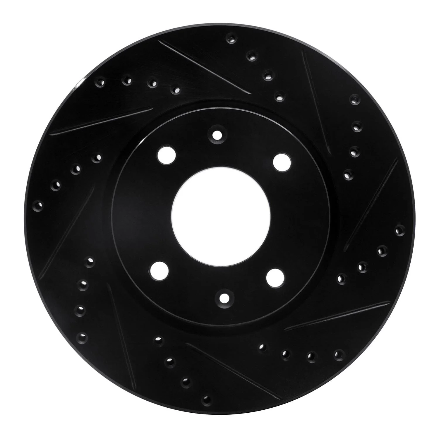 R1 Concepts 02-06 Hyundai Sonata Front Right Drilled & Slotted Black Brake Rotor