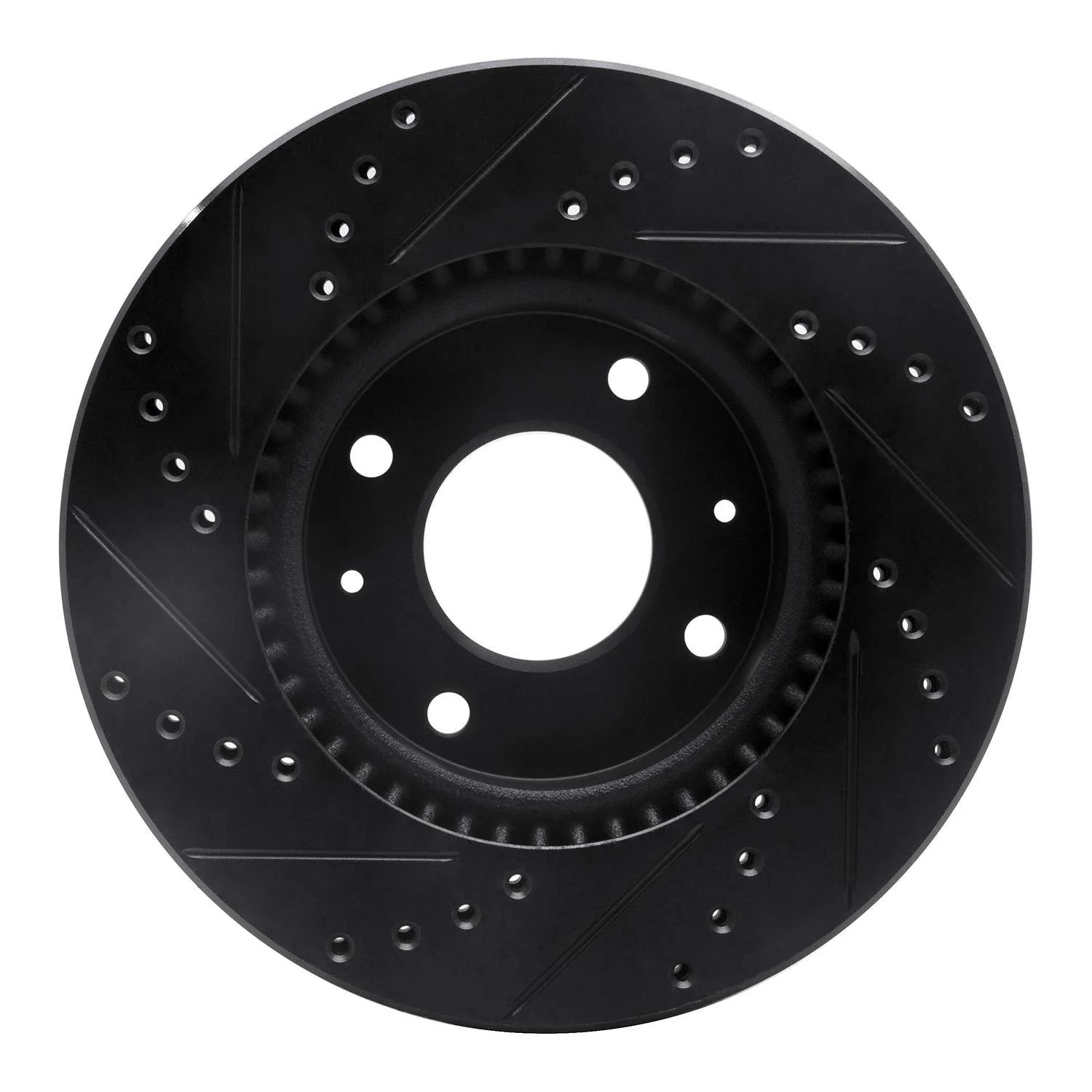 R1 Concepts 02-06 Hyundai Sonata Front Right Drilled & Slotted Black Brake Rotor - Image 2