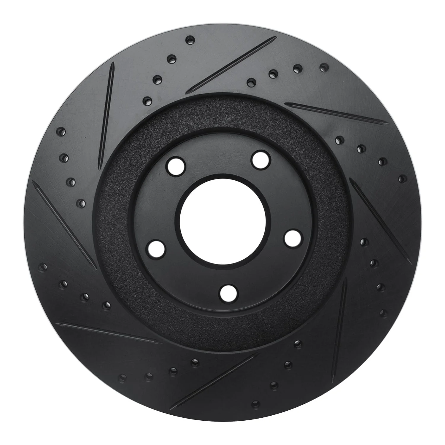 R1 Concepts 02-06 Infiniti I35 Front Right Drilled & Slotted Black Brake Rotor - Image 2