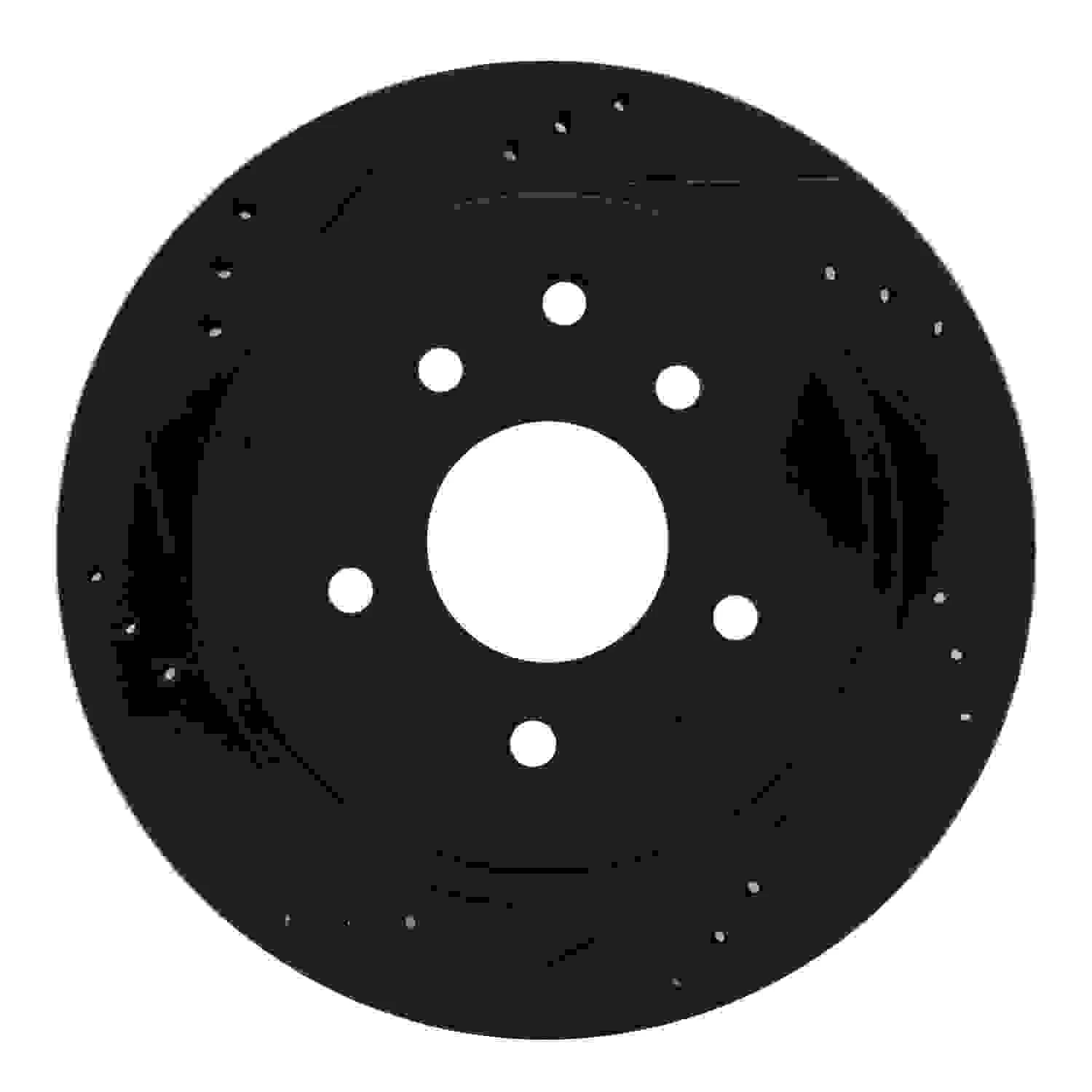 R1 Concepts 02-06 Infiniti M45 Rear Left Drilled & Slotted Black Brake Rotor