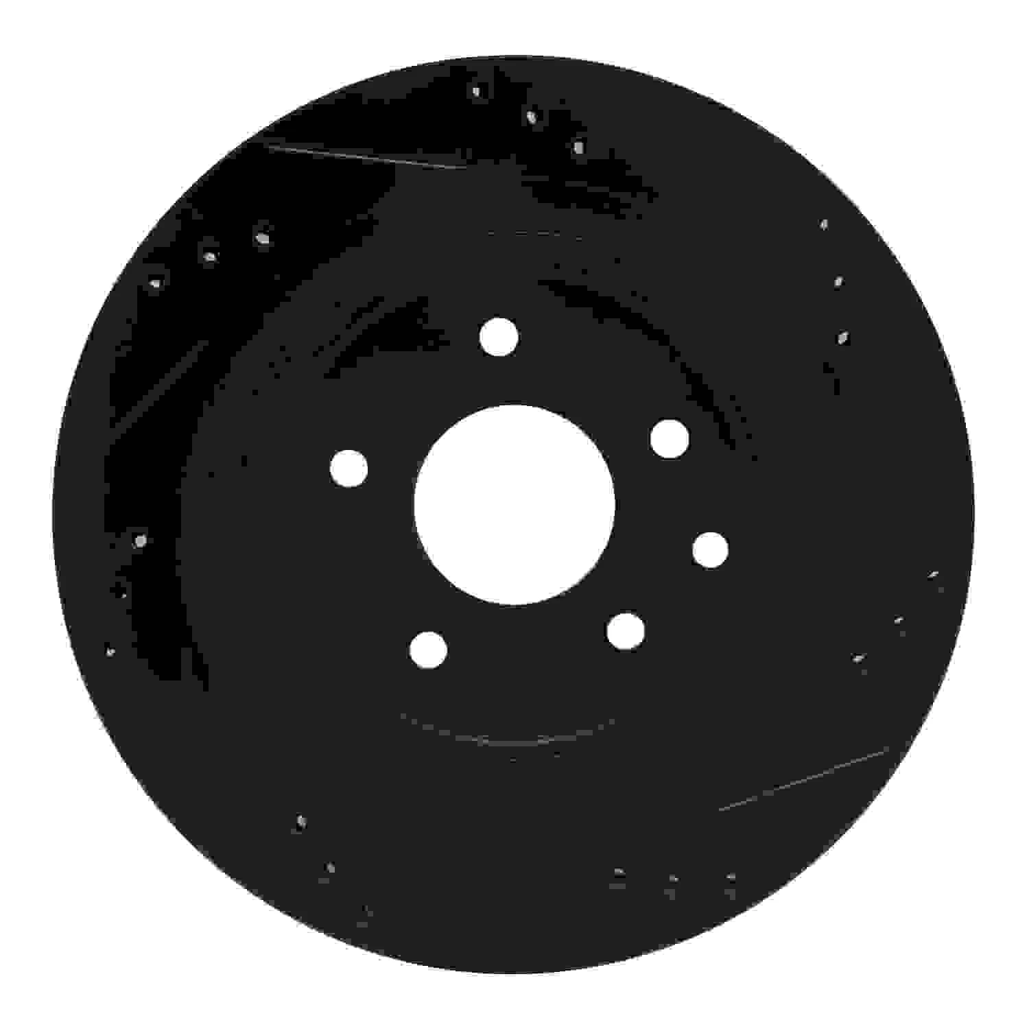 R1 Concepts 02-06 Infiniti M45 Rear Left Drilled & Slotted Black Brake Rotor - Image 2