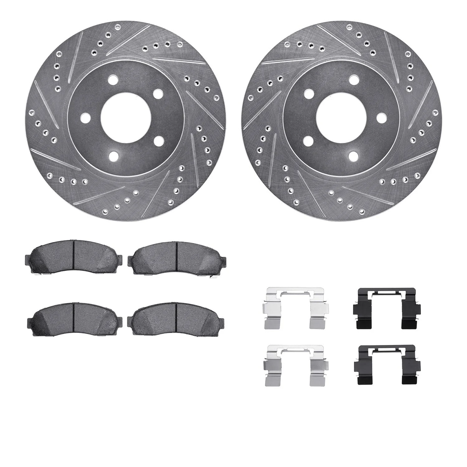 R1 Concepts 02-07 Chevrolet Equinox Front Drill/Slot Silver Rotors w/Optimum Pads