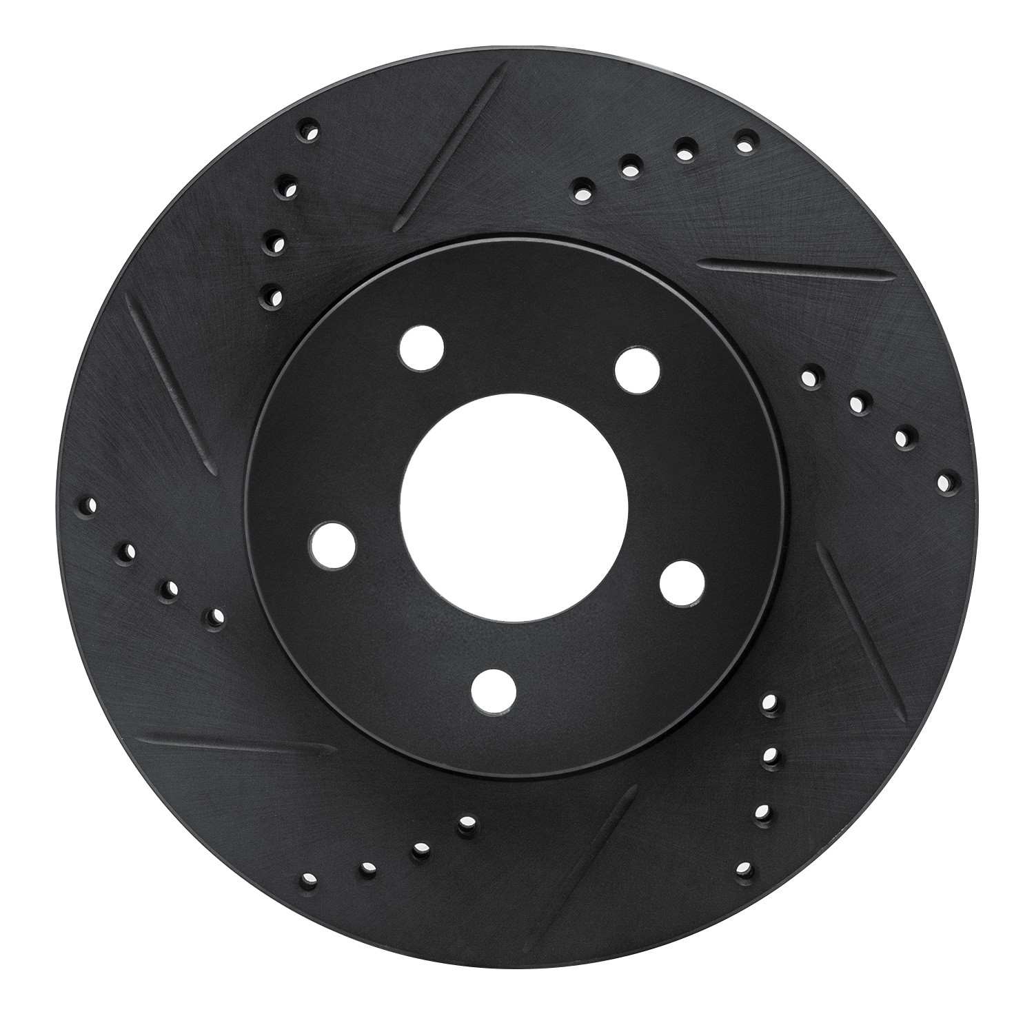 R1 Concepts 02-07 Chevrolet Equinox Front Left Drilled & Slotted Black Brake Rotor