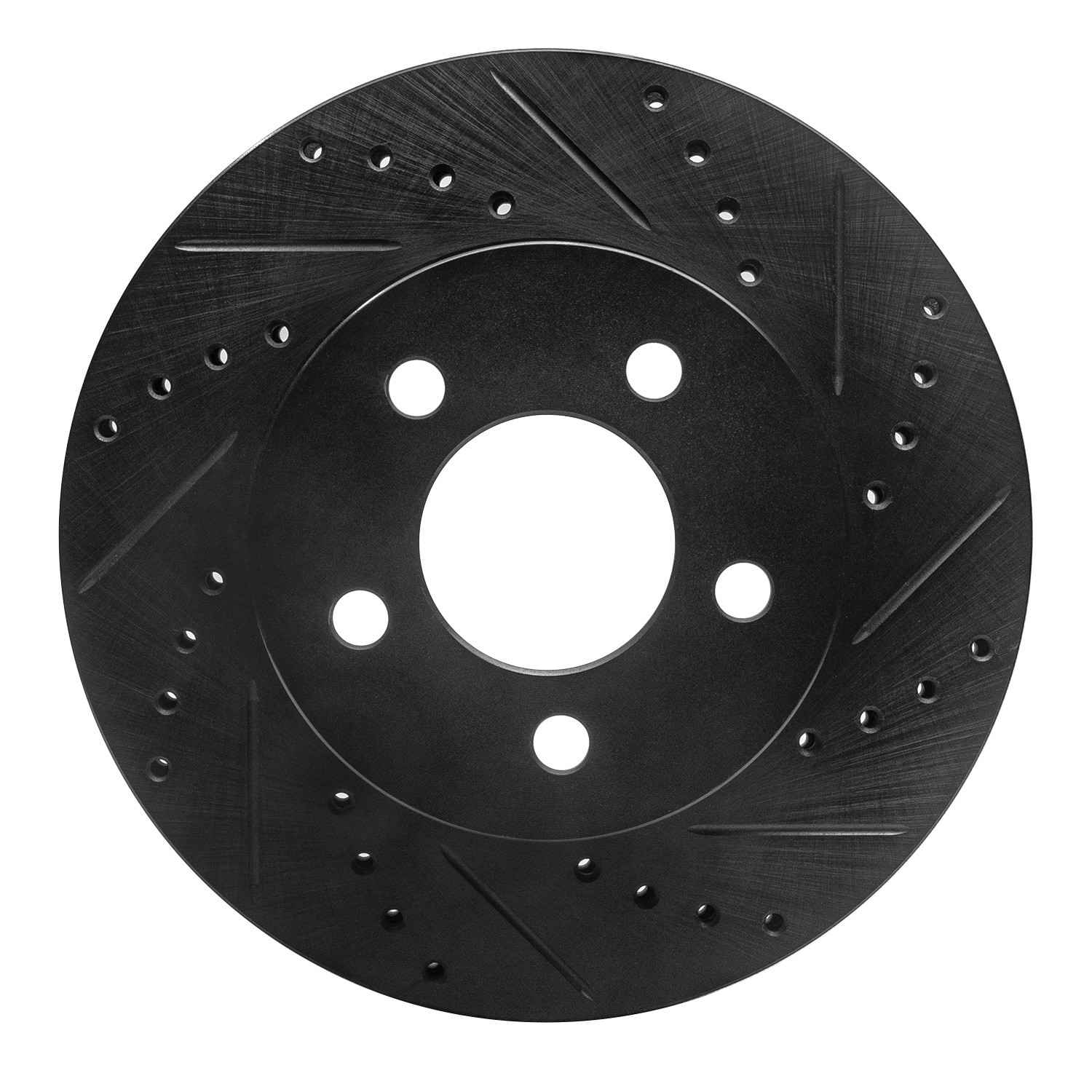 R1 Concepts 02-07 Jeep Liberty Front Right Drilled & Slotted Black Brake Rotor