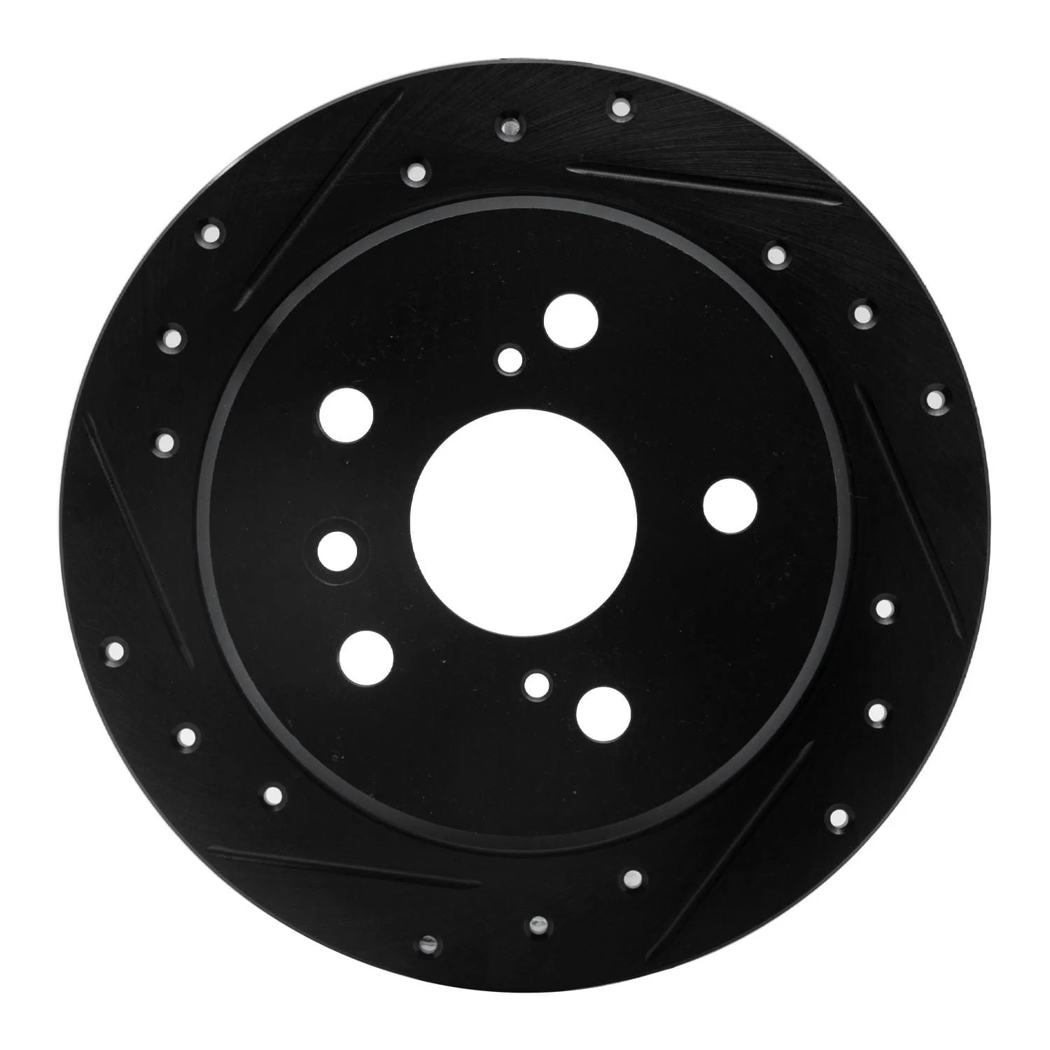 R1 Concepts 02-08 Lexus ES300 Rear Left Drilled & Slotted Black Brake Rotor
