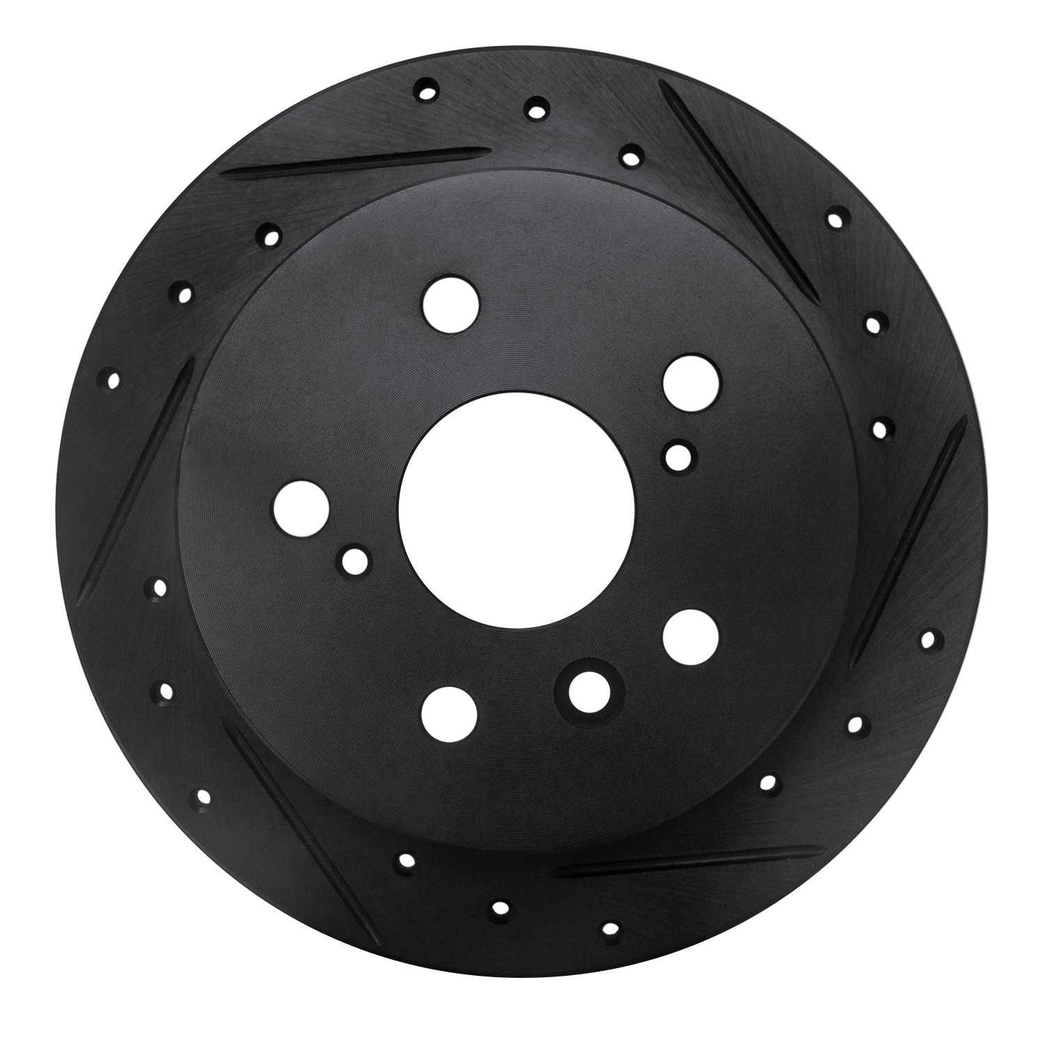 R1 Concepts 02-08 Lexus ES300 Rear Right Drilled & Slotted Black Brake Rotor