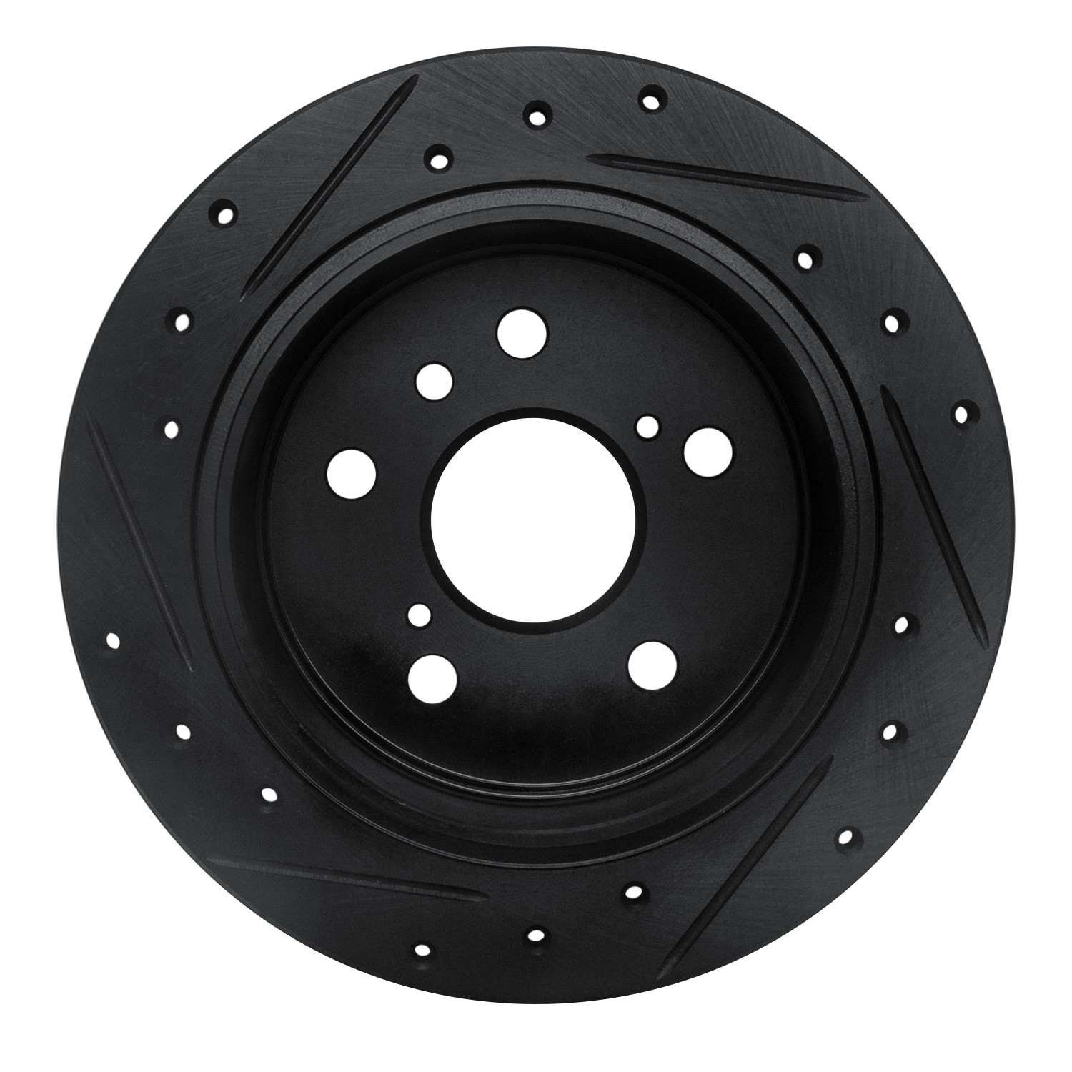 R1 Concepts 02-08 Lexus ES300 Rear Right Drilled & Slotted Black Brake Rotor - Image 2