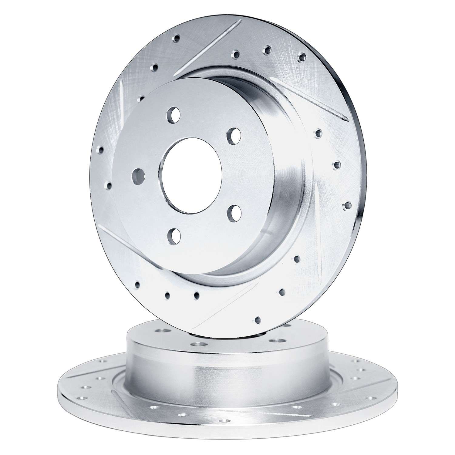 R1 Concepts 02-08 Lexus ES330 Rear Drilled & Slotted Silver Brake Rotor Set - Image 2