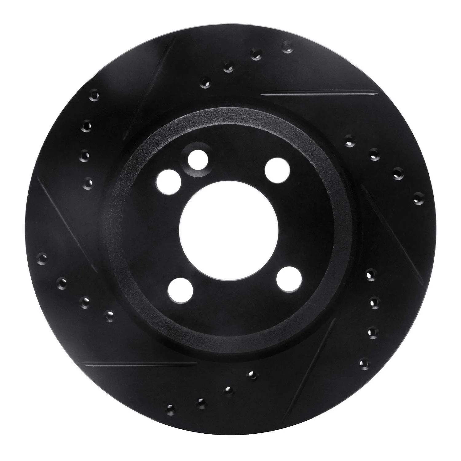 R1 Concepts 02-08 Mini Cooper (Excl Clubman) Front Left Drilled & Slotted Black Brake Rotor
