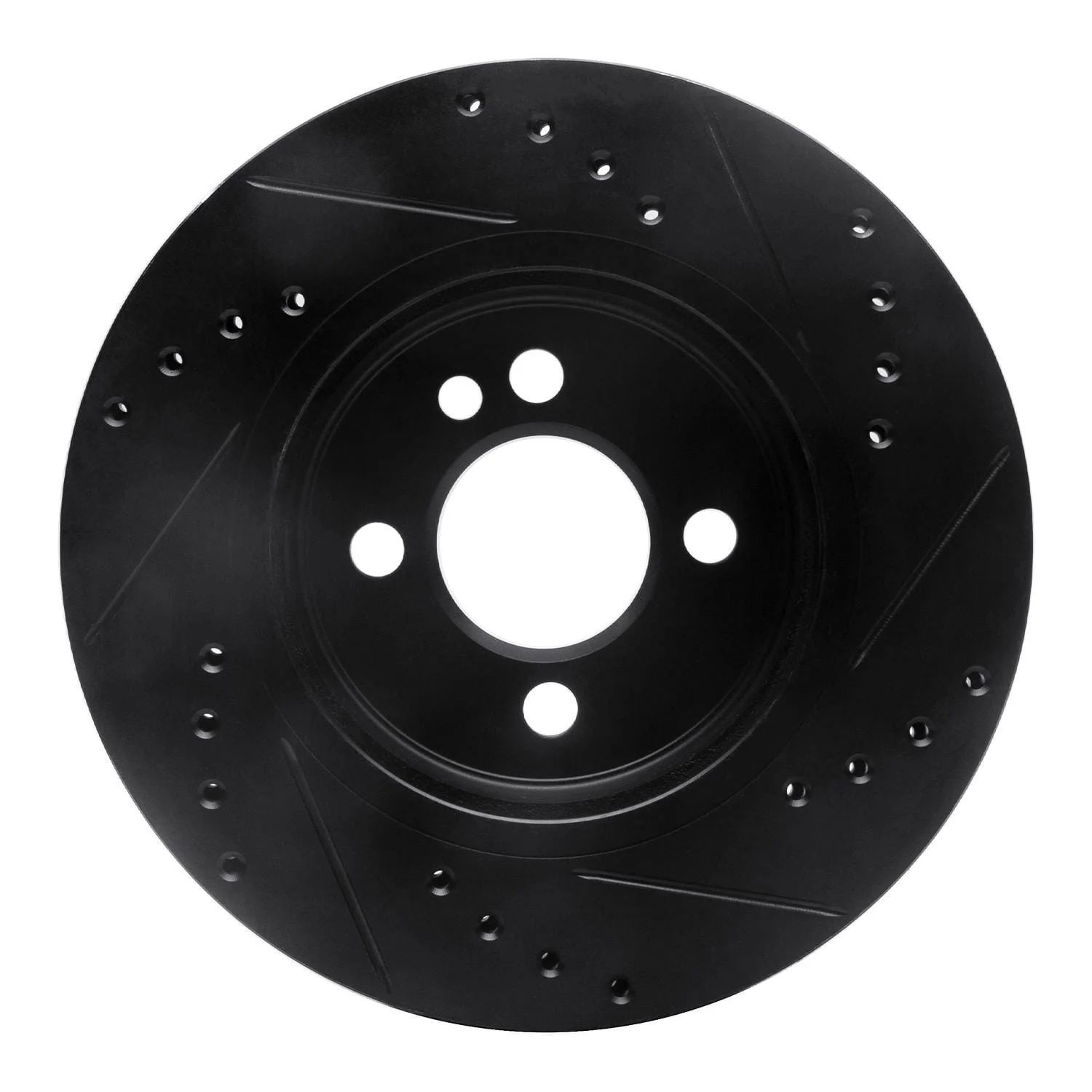 R1 Concepts 02-08 Mini Cooper (Excl Clubman) Front Left Drilled & Slotted Black Brake Rotor - Image 2