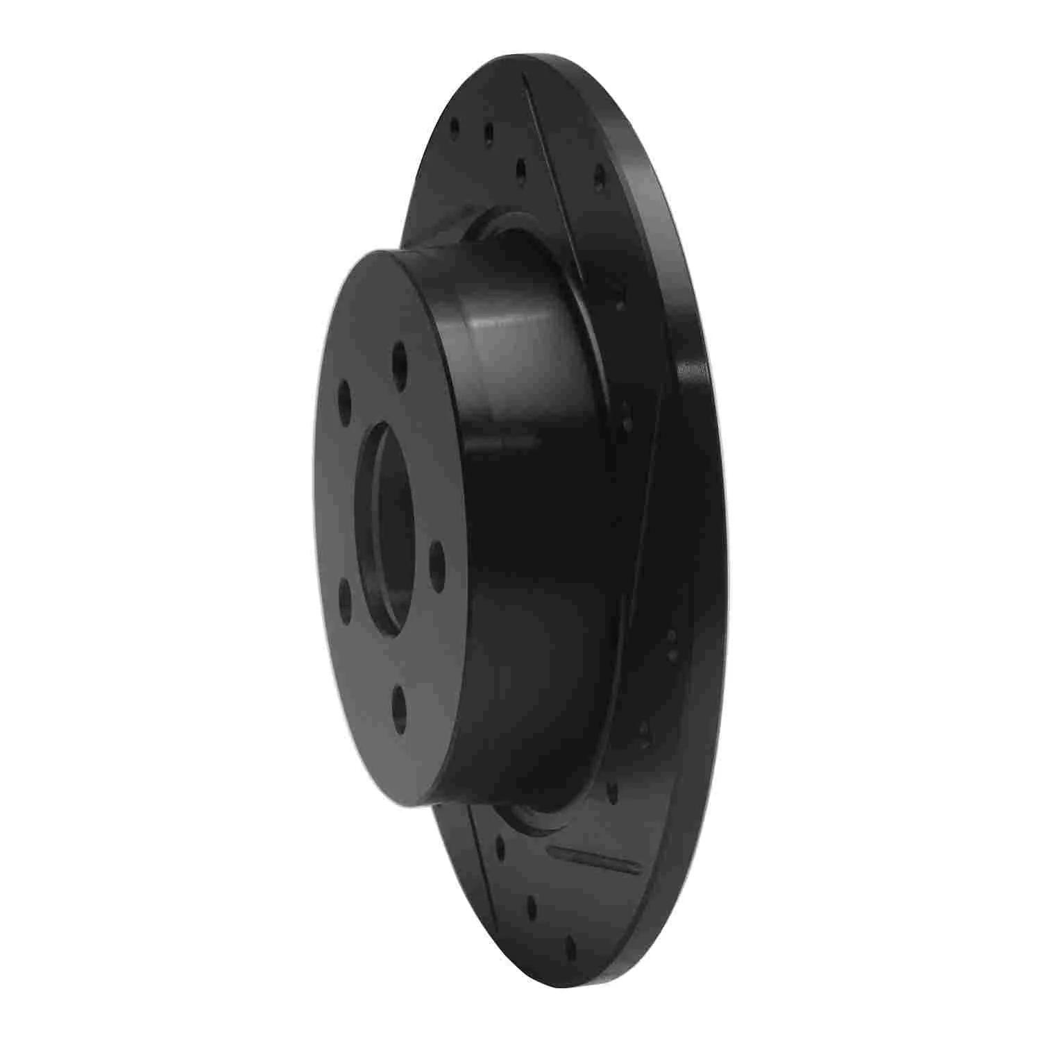 R1 Concepts 02-08 Seat ALHAMBRA Rear Right Drilled & Slotted Black Brake Rotor